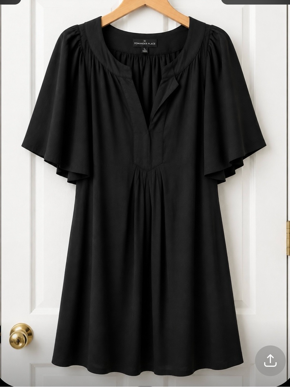 Pomander Place Black Flutter-Sleeve Mini Dress
